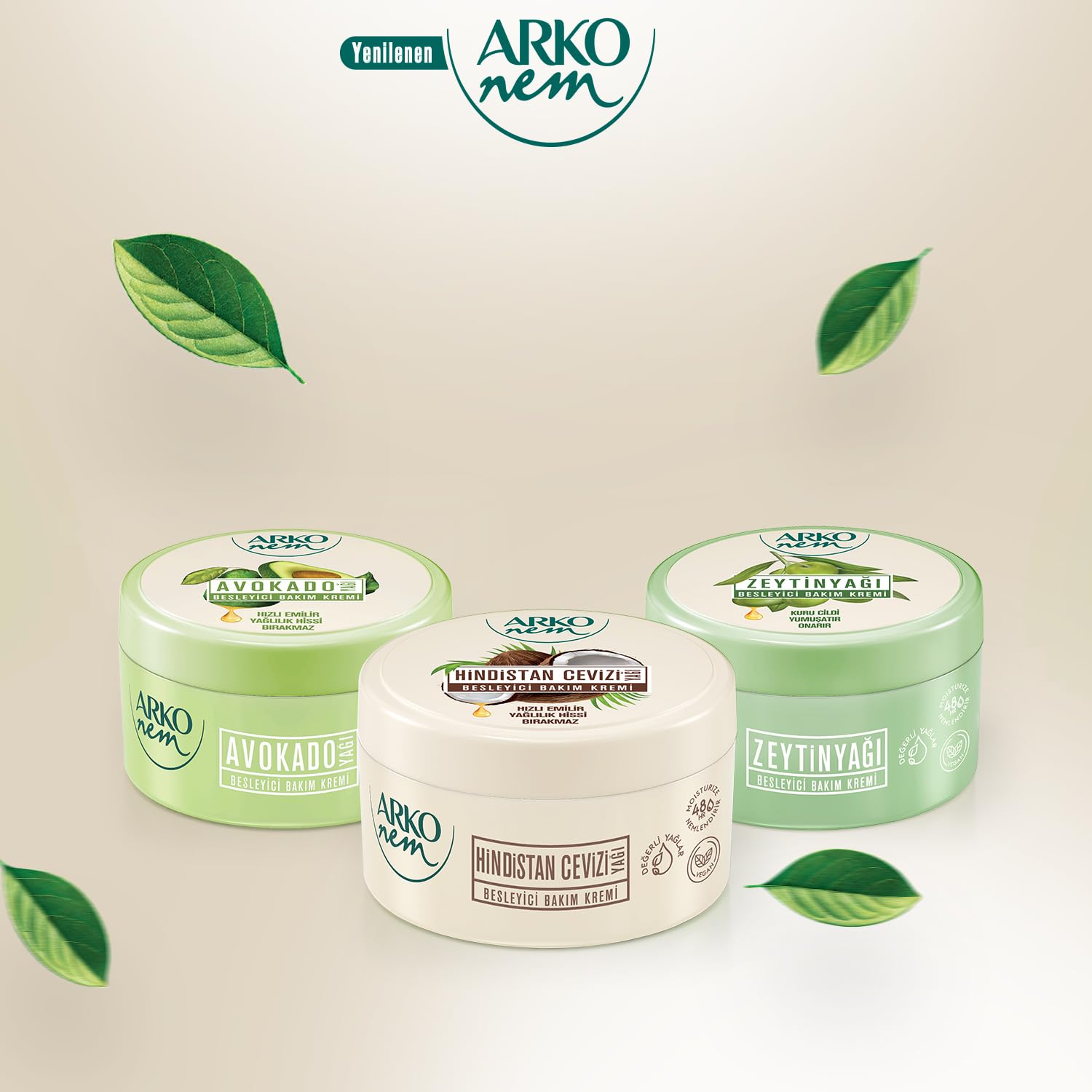 Arko Nem Besleyici Bakım Kremi Hindistan Cevizi 2x250 Ml