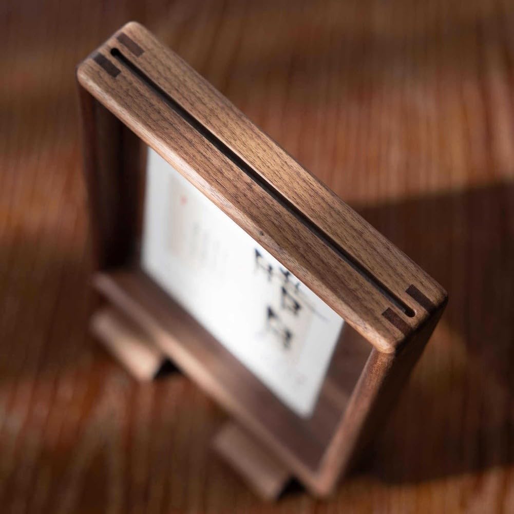 Cornice portafoto in stile cinese su entrambi i lati, in vero legno e acrilico, per calligrafia artistica, ricamo, espositore per formato A4 verticale (teak-XXL)
