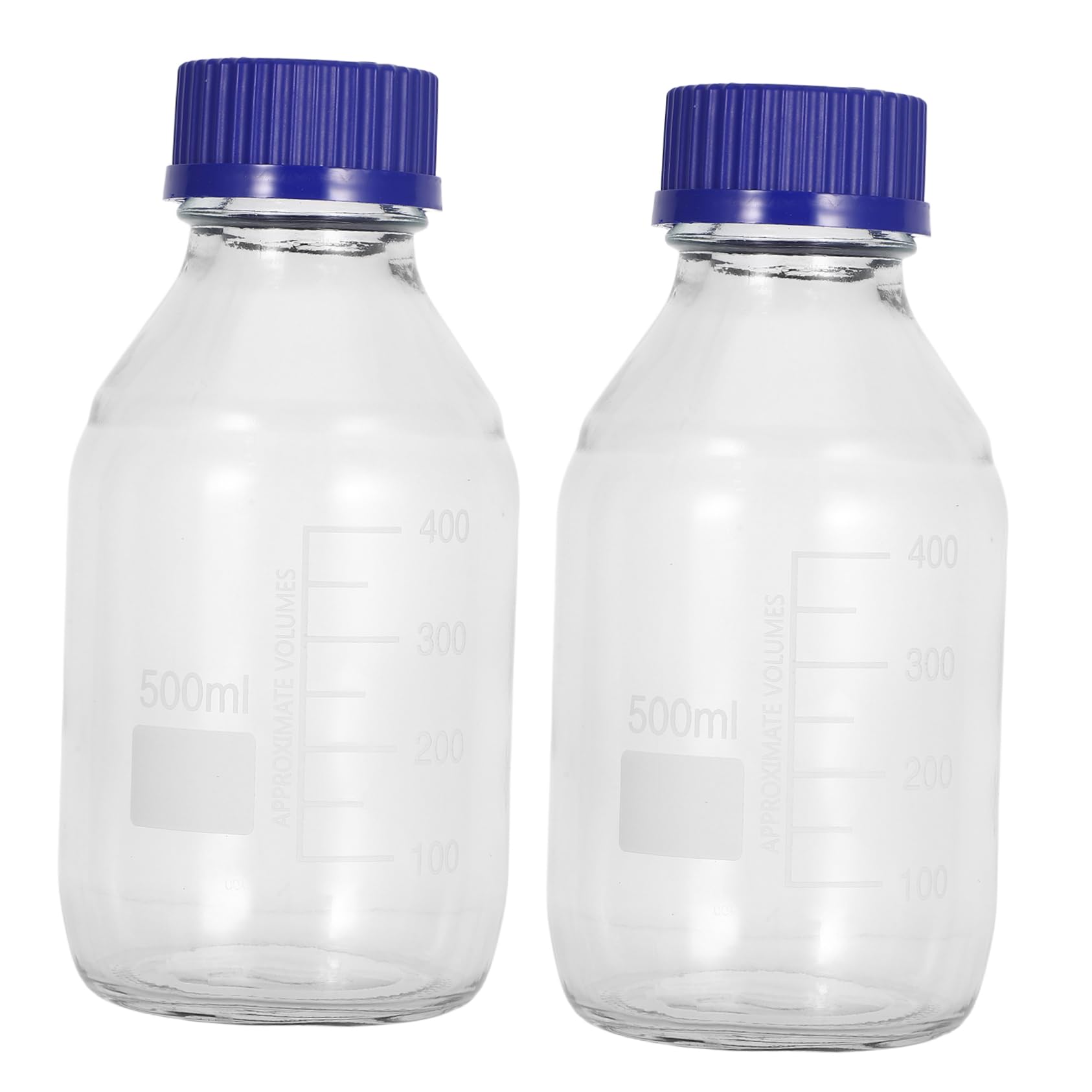 Zerodeko 2 Stück Laborflaschen aus Glas 500ml mit Blauem Schraubverschluss Auslaufsichere Reagenzflaschen mit Skala für Chemische Forschung und Laboranwendungen
