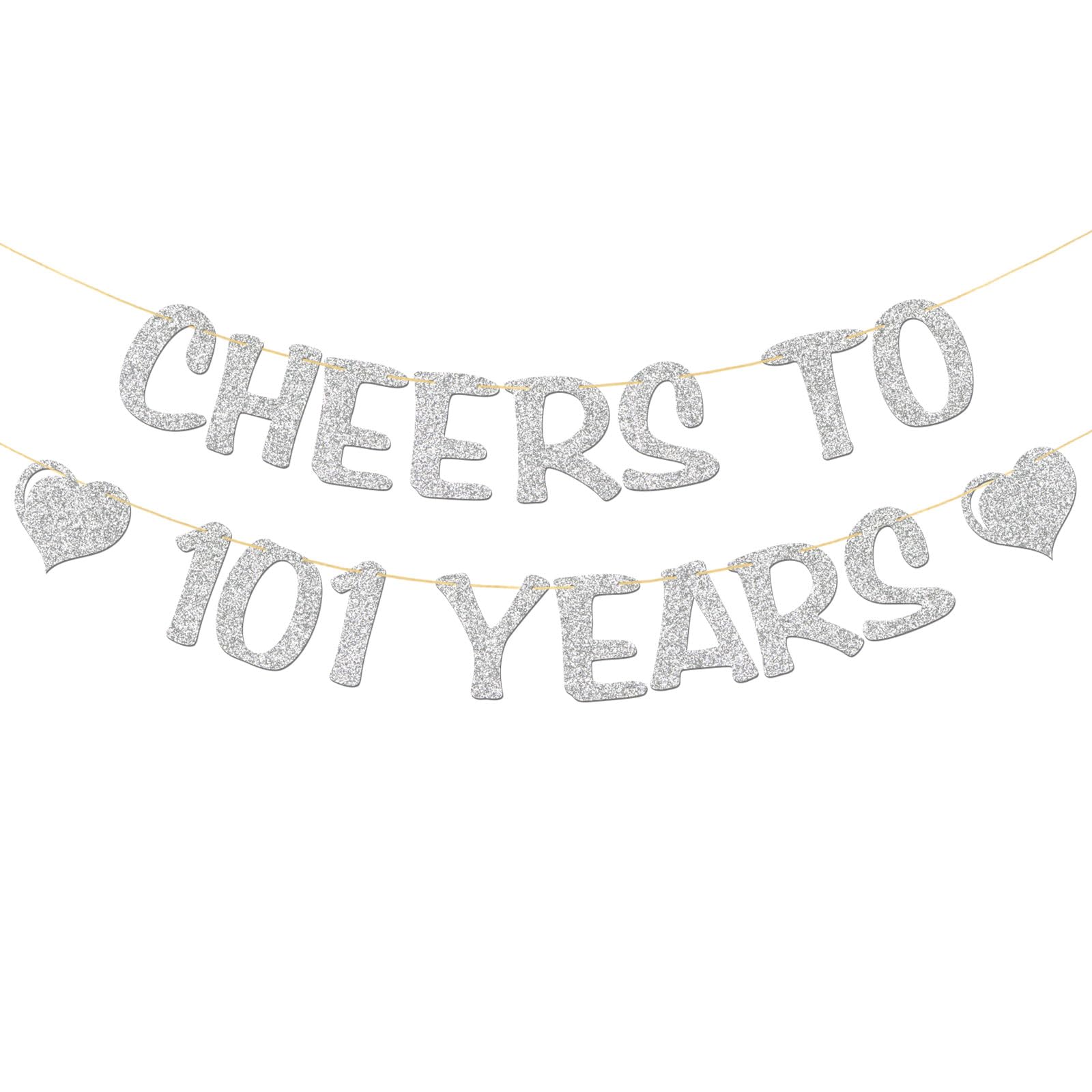 Cheers to 101 Years Banner 101st Anniversary Party Garland Supplies Happy 101st Birthday Party Decorations Glitter Silver