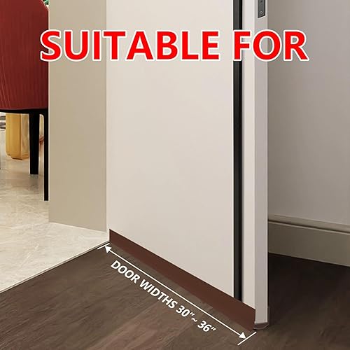 Miniatura 6 de Tope de puerta para puerta, sello de puerta cortable de 36 pulgadas, fuerte barrido adhesivo para puertas exteriores e interiores. (1, marrón)