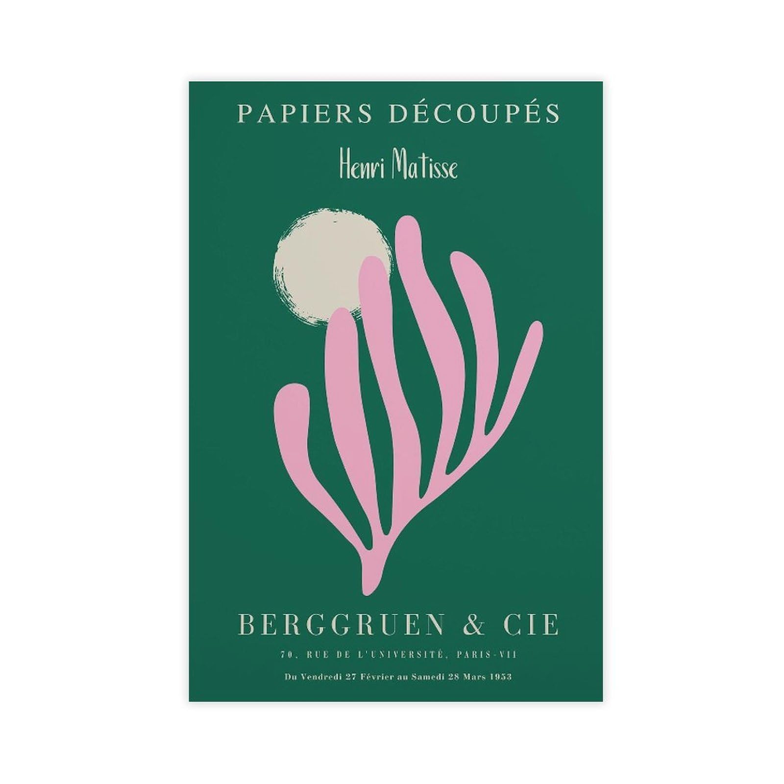 Heyanm Henri Matisse Papiers Decoupes Print_ Pink Green Mid Century Modern Art Canvas Poster Bedroom Office Room Decor Gift Unframe 12X18inch