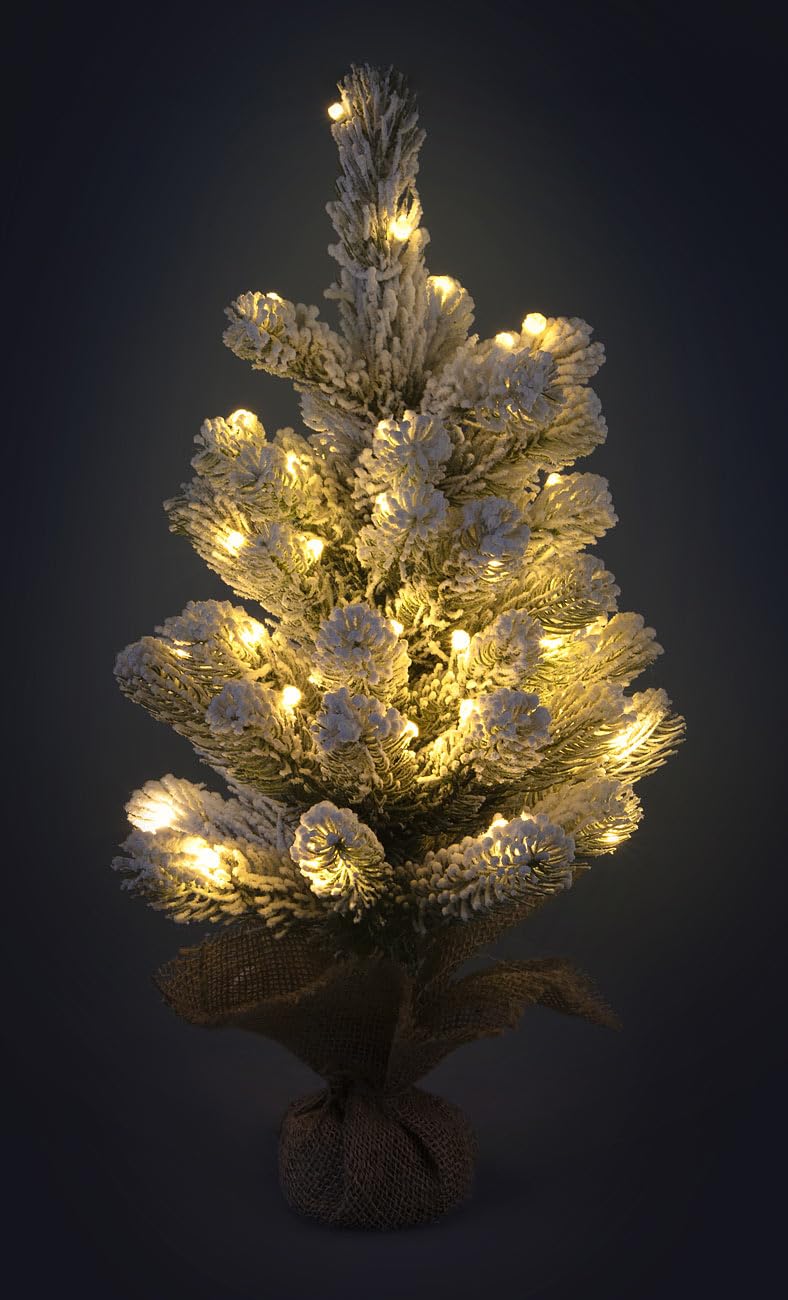 infactory Dekoracyjna choinka świąteczna z śniegiem, 50 diod LED, 56 cm