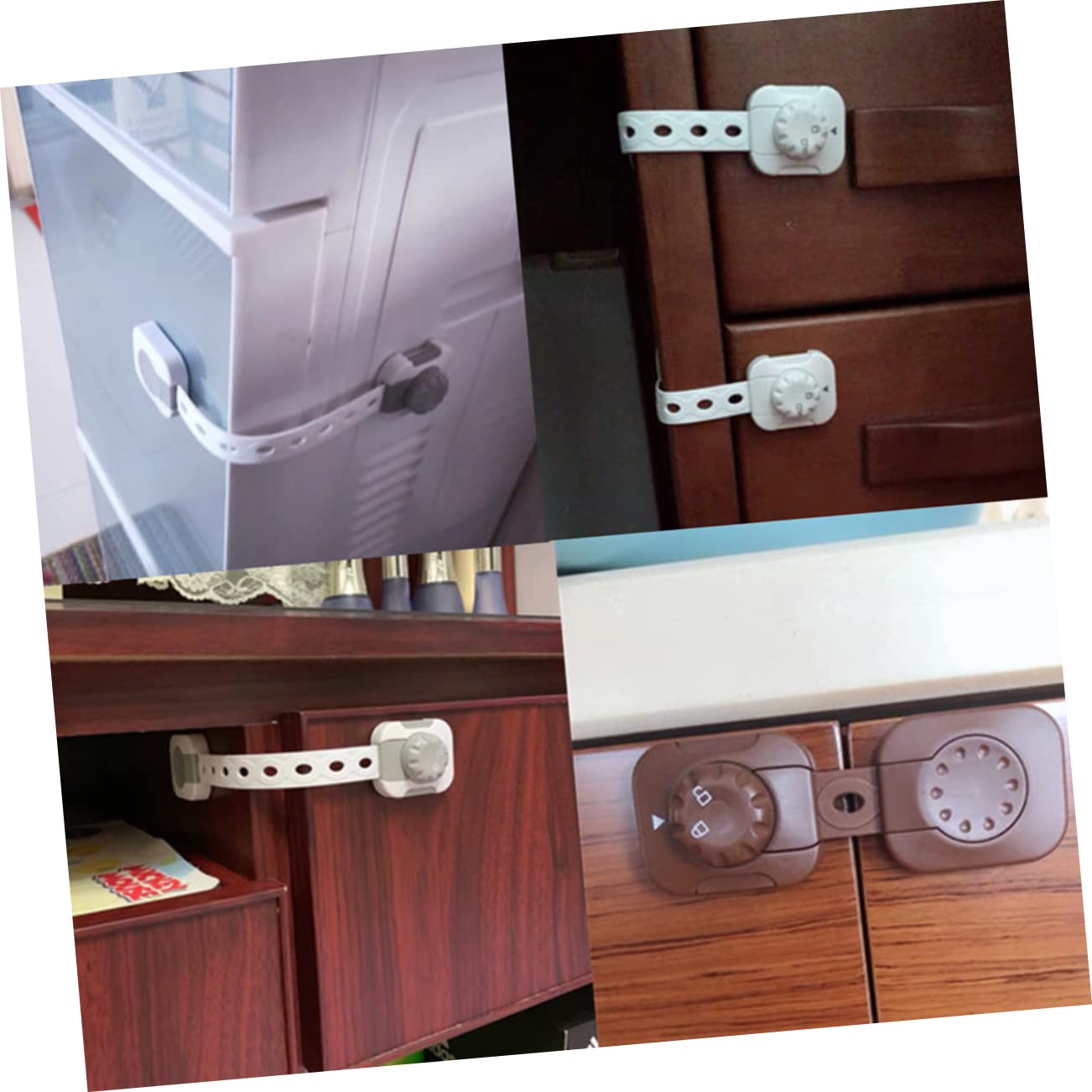 6Piezas Cerraduras de Seguridad para Cierre Ajustable Autoadhesivo para Armarios y Refrigeradores Protección Infantil