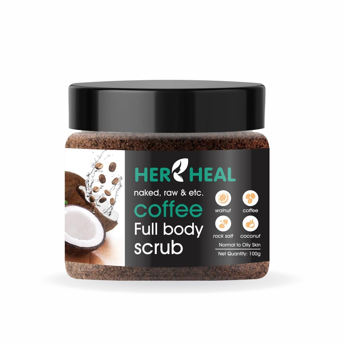 Her Heal Exfoliating Coffee Body Scrub for Tan Removal & Soft-Smooth Skin | For Women & Men | De-Tan Bathing Scrub with Coconut Oil, Removes Dirt & Dead Skin from Neck, Knees, Elbows & Arms - 100gm-image-25