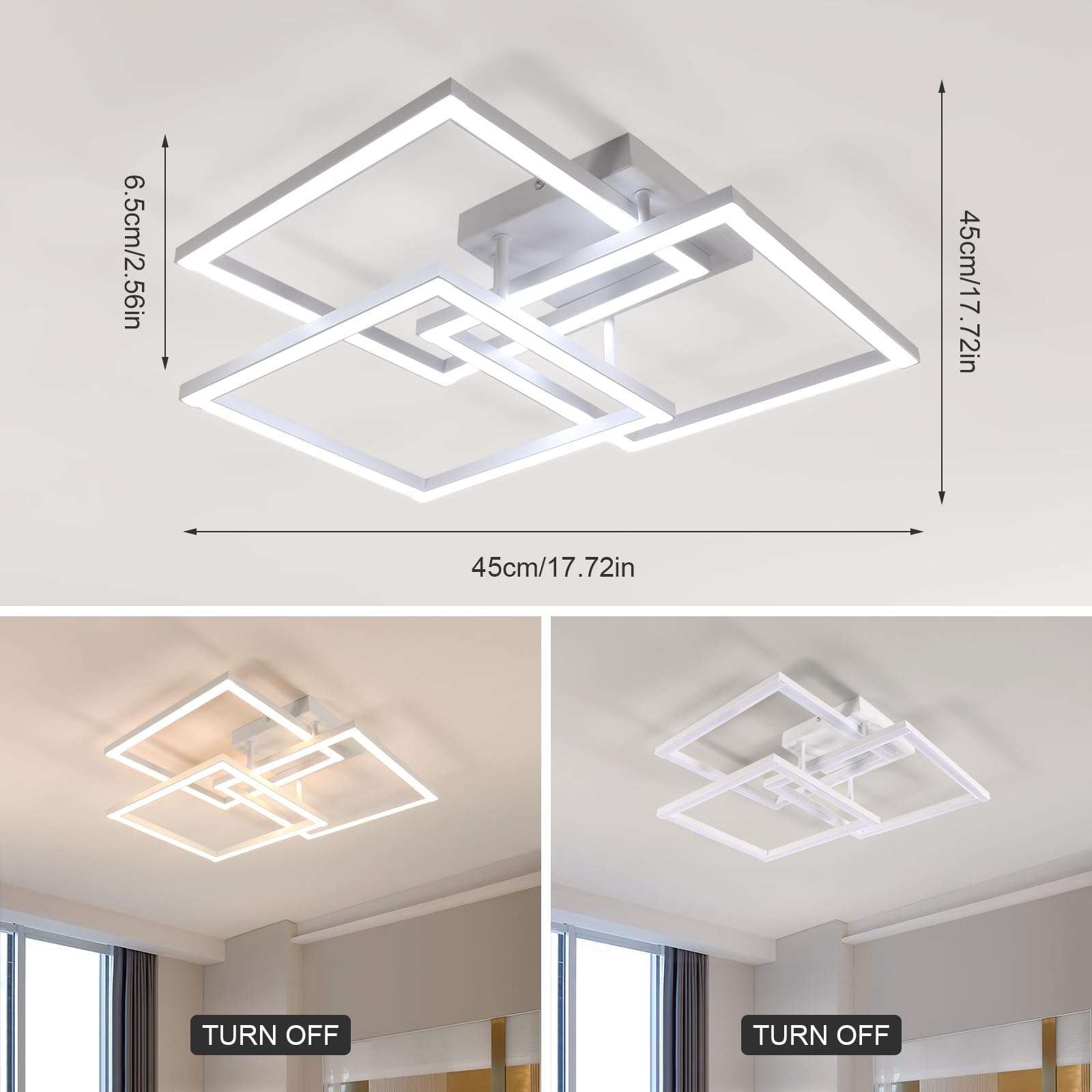 Comely Led-plafondlamp, 62 x 62 cm, 40 W, dimbaar, met