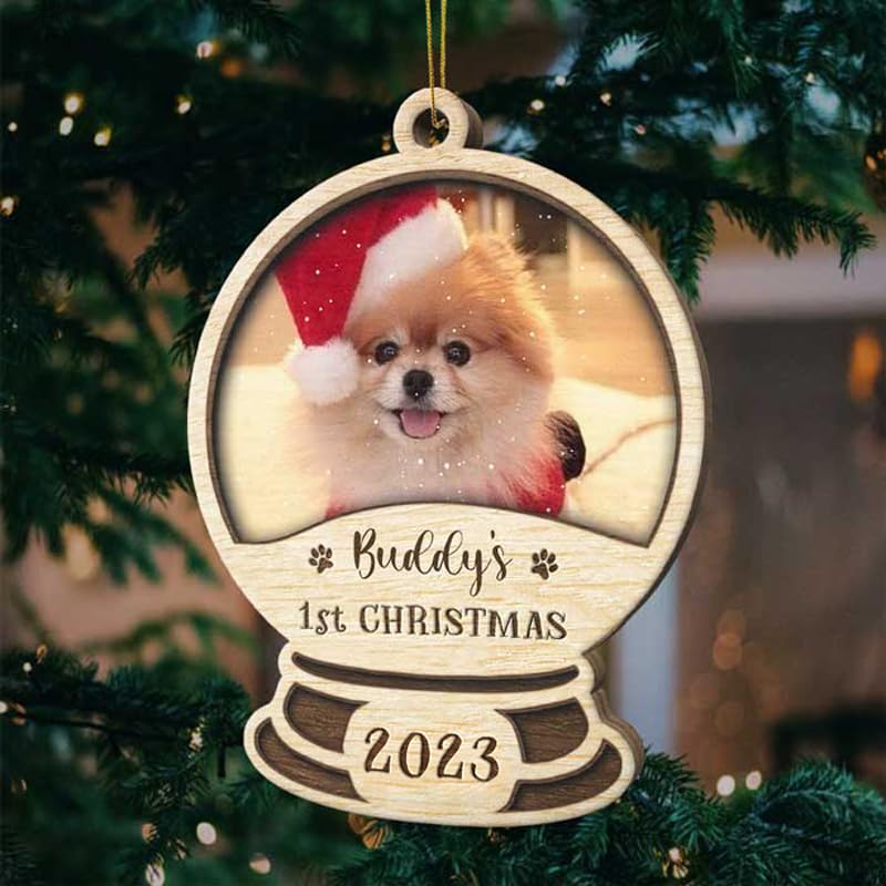 Pawfect House First Christmas 2022 Snowball - Upload Pet Photo - Home Decoration Wooden Ornaments, Personalized Shaped Ornament 2022 Personalized Wooden Dog Ornaments for Christmas Tree