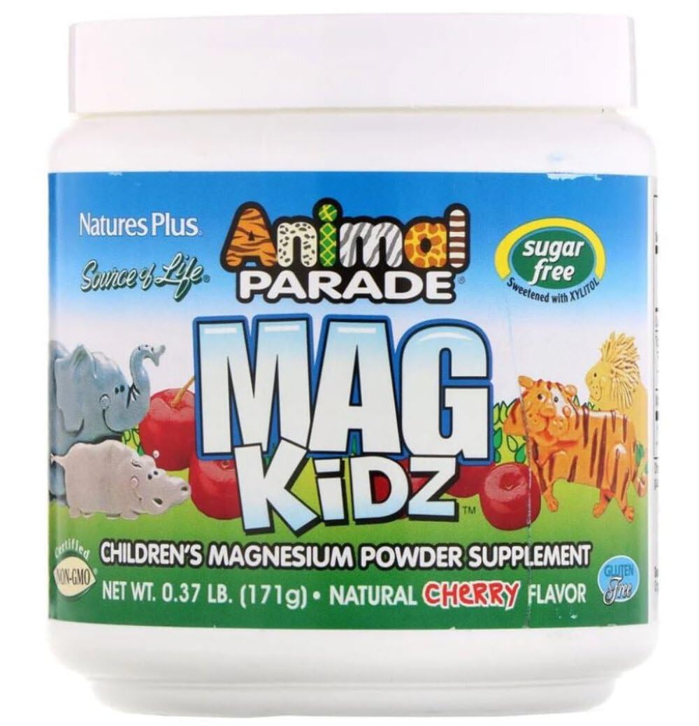 Magkids Magnesium Powder Supplement, 171 Grams Cherry Flavor - For Strong Bones, Healthy Growth & Development, Sugar Free