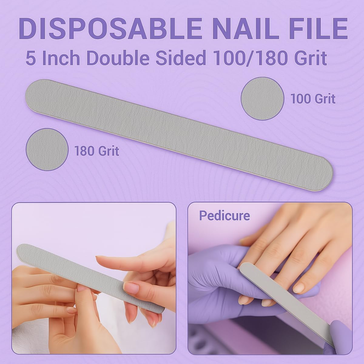 Pedicure Kit 4-in-1 Disposable Set – Nail File, Buffer, Pumice Pad, Toe Separator for Salon or Home Use