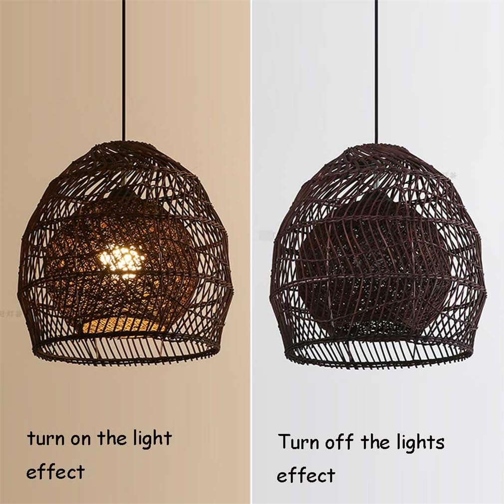 Pantalla de lámpara de iluminación con Tejido Wicke, acabado Negro, diseño de cesta para Sala de estar, entrada, bombillas LED E27, lámpara de altura Ajustable, a, 50 cm