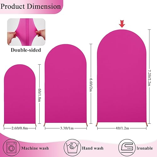 Miniatura 2 de Tela de telón de fondo para arco de fucsia, cubierta de arco de elastano para boda, cubierta de arco de elastano elástica de doble cara para