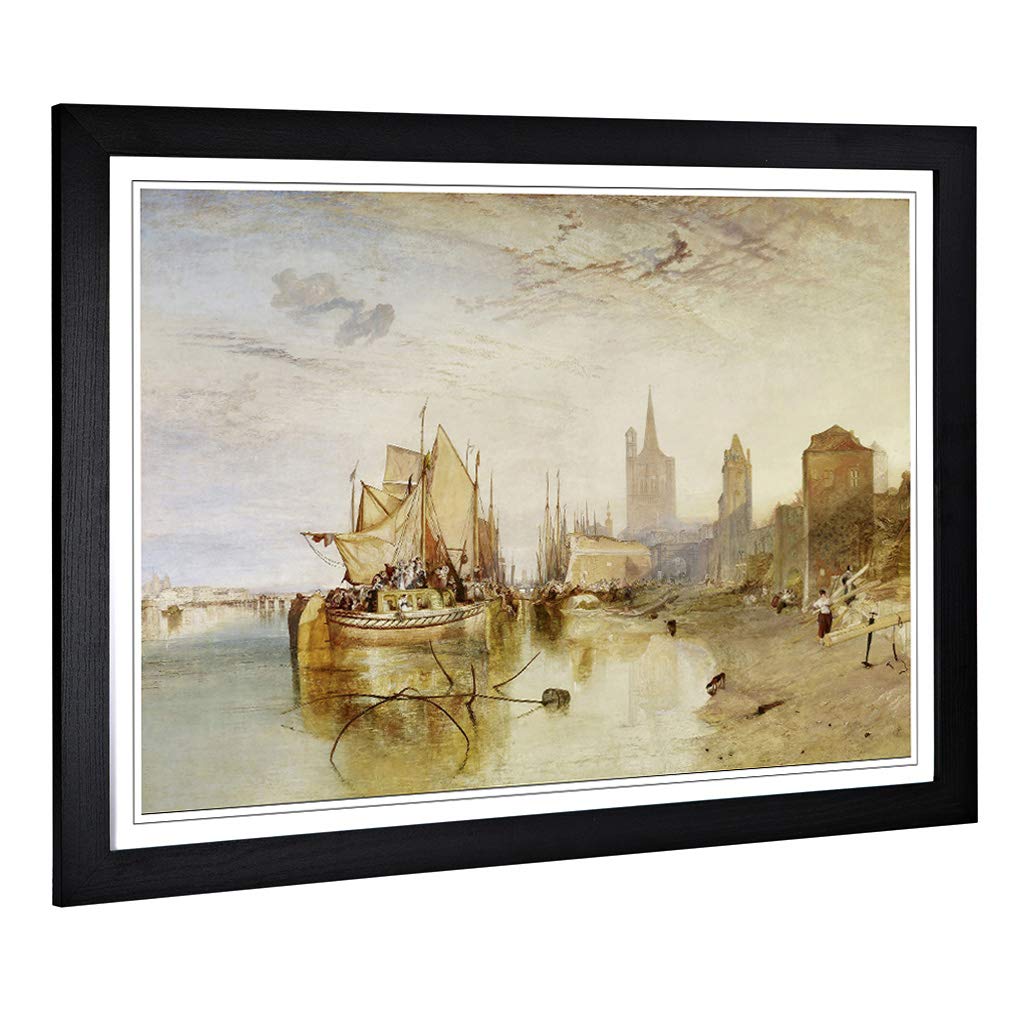 Big Box Art Framed Print of Joseph Mallord William Turner The Arrival of a Packet Boat Design | Wall Art Picture| Home Decor for Living Room, Bedroom, Office, Black, A2 / 24.5x18 Inch / 62x45cm