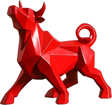 Resin Bull Statue Animal Sculpture Modern Decor and Figure Abstract Bull Decor for Collectible Figurines Home Office Tabletop Ornamentsred