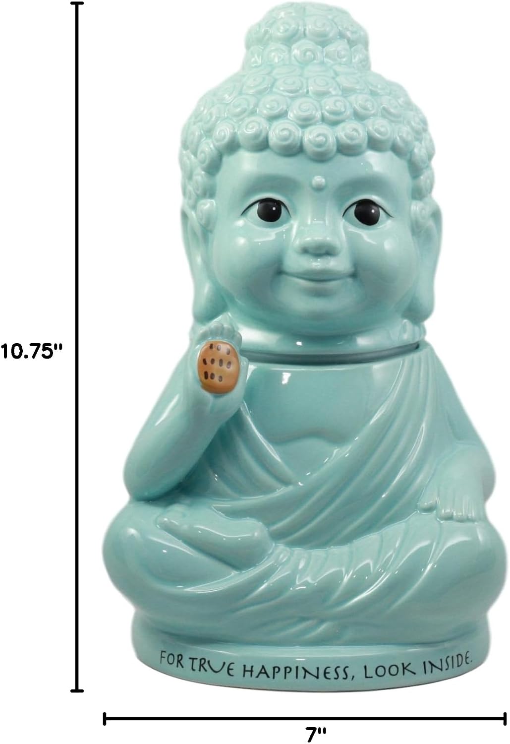Ebros "True Happiness" Eastern Enlightenment Medicine Buddha Ceramic Cookie Jar 10.75"Tall Collectible Kitchen Hosting Dining Accessory Meditating Happy Buddha Figurine
