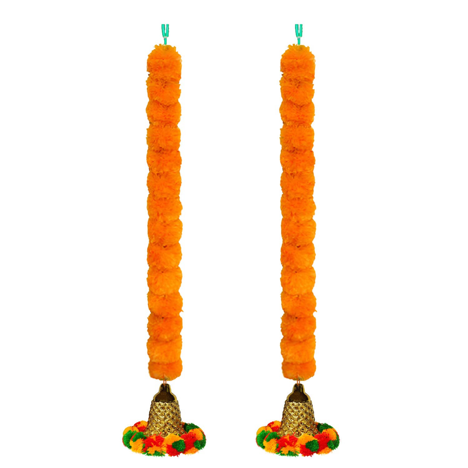 Stems & Bloom Artificial Fluffy Marigold with Pom Pom Bell at The Bottom Mini Garland|Door Hanging|Diwali Decoration| Size 33 Inch, Colour Light Orange Pack of 2 (STB-33402-2) (B0CHW8TT9J) Amazon Price History, Amazon Price Tracker