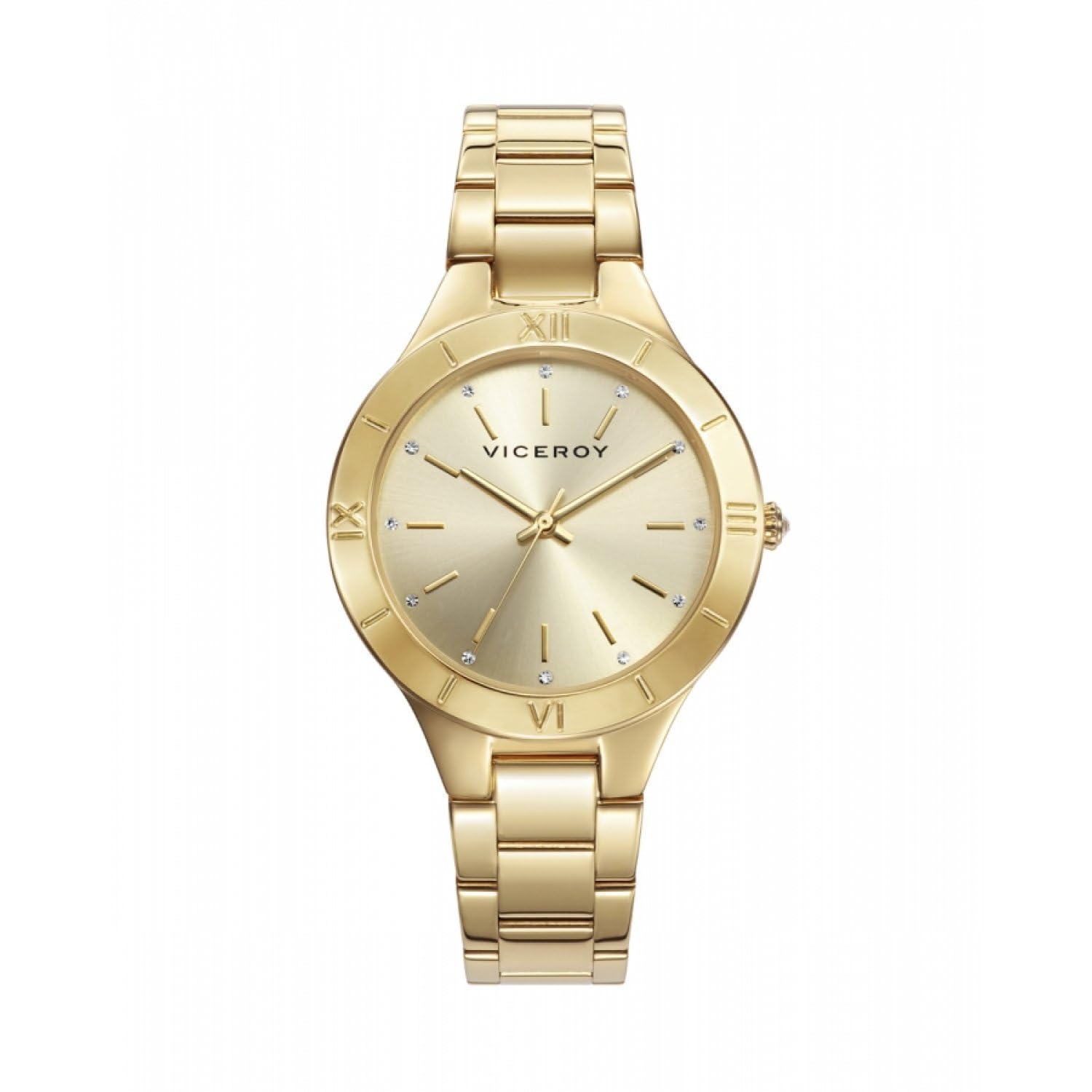 Viceroy Reloj Analógico para Mujer de Acero en Tono Dorado - Movimiento de Cuarzo - Esfera con Circonitas - Tres Agujas - Colección Chic