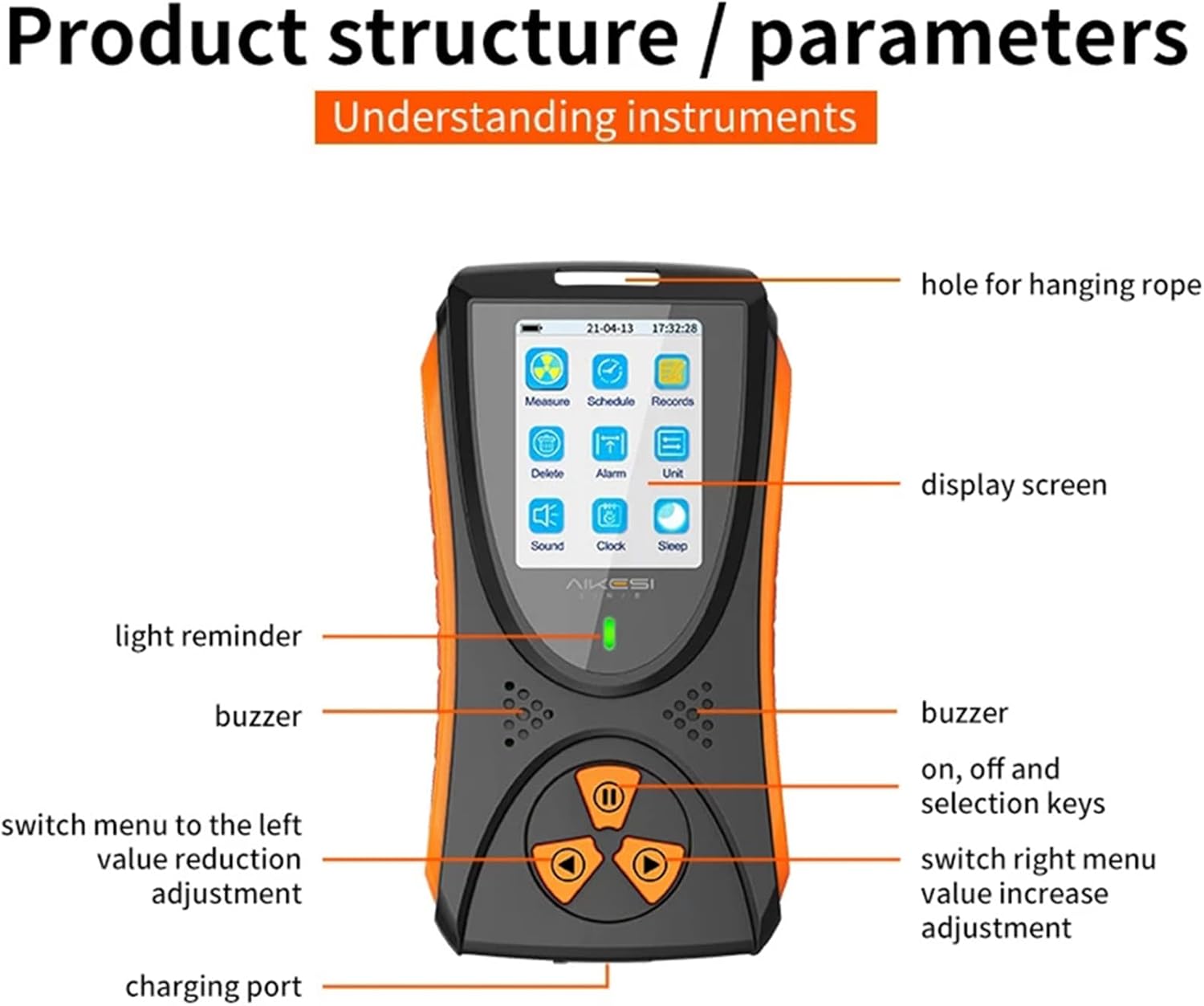 Portable Handheld Nuclear Radiation Detector Monitor Dosimeter Rechargeable Long Battery Life Beta Gamma X-ray Radiation Monitor