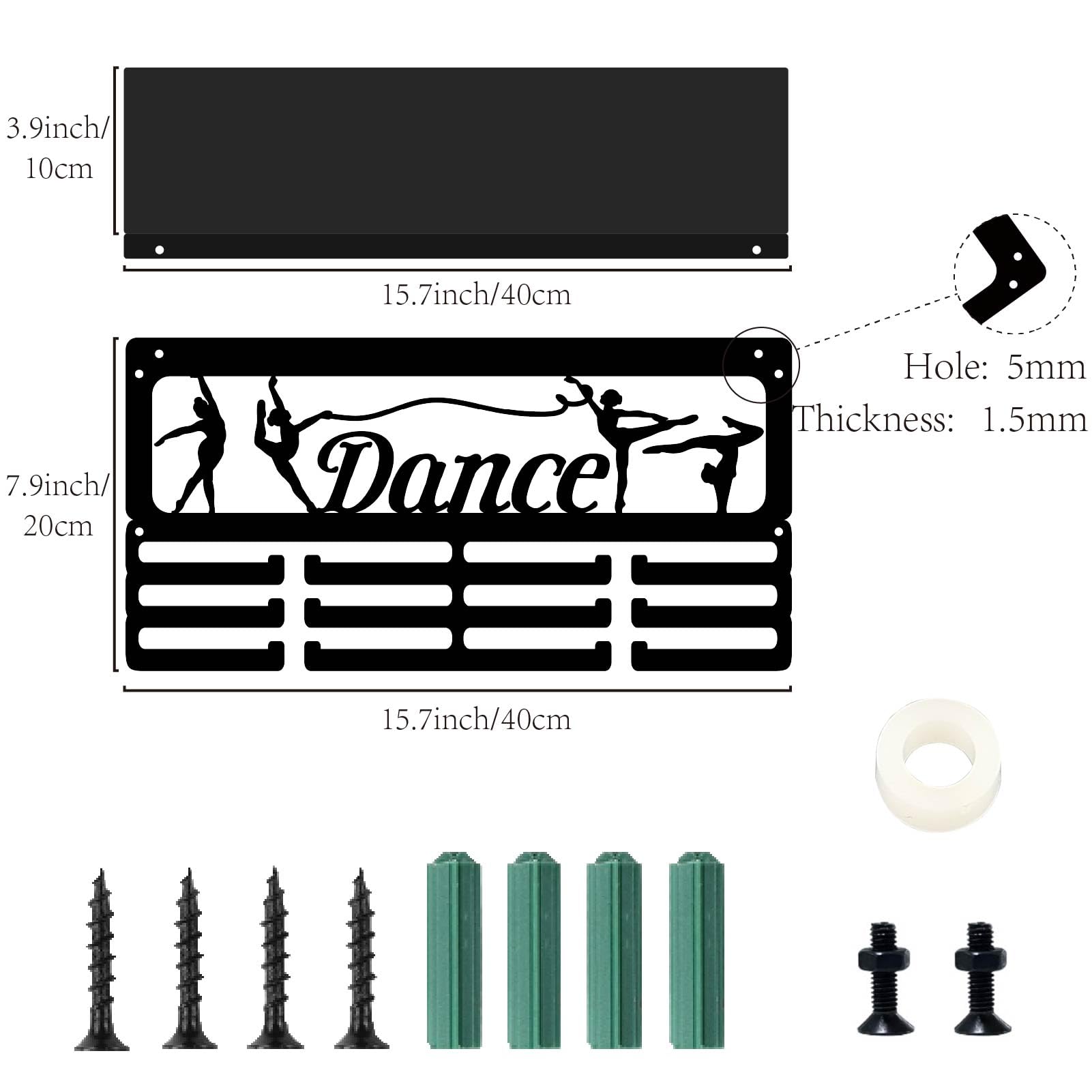 Soporte para Medallas de Baile, Estante Rectangular de Hierro, 3 Niveles, 60 Premios, Negro