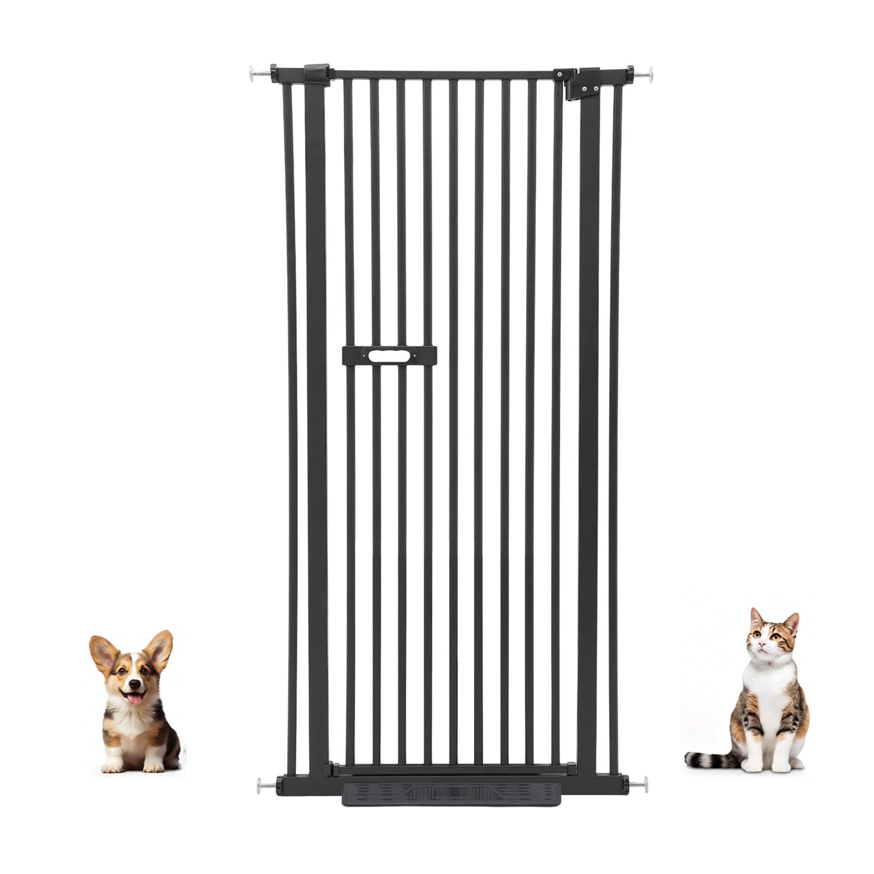 Rejilla para gatos 150cm puerta extra alta, rejilla para mascotas sin necesidad de taladrar, rejilla para puerta de gato ajustable, 76-85cm, distancia entre varillas de 3.5cm, apertura de