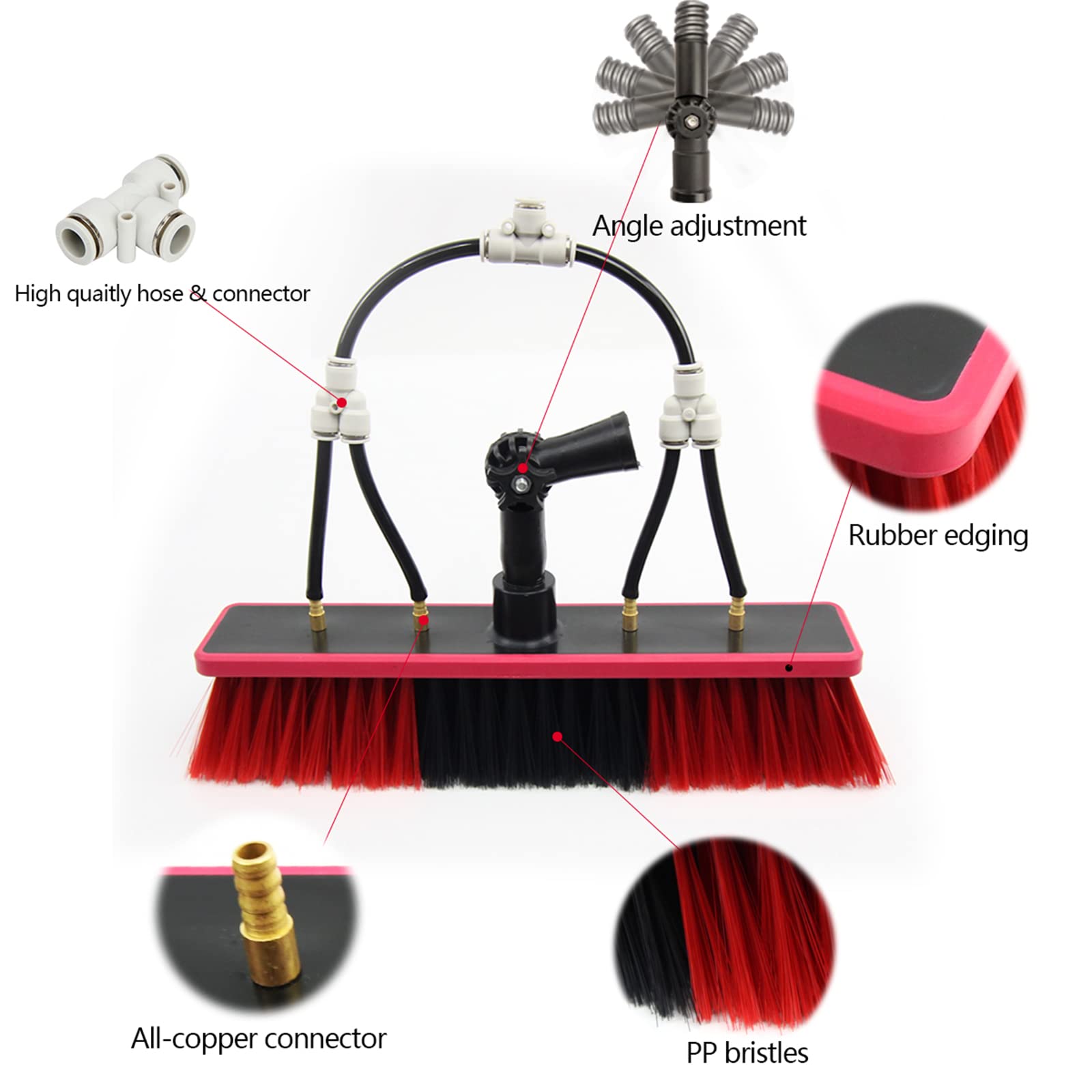 Limpiador fotovoltaico, pértiga para Limpiar Ventanas, Kit de pértiga con Suministro de Agua, Cepillo para Limpiar Ventanas con Mango extendido y Manguera de Agua, Kit de