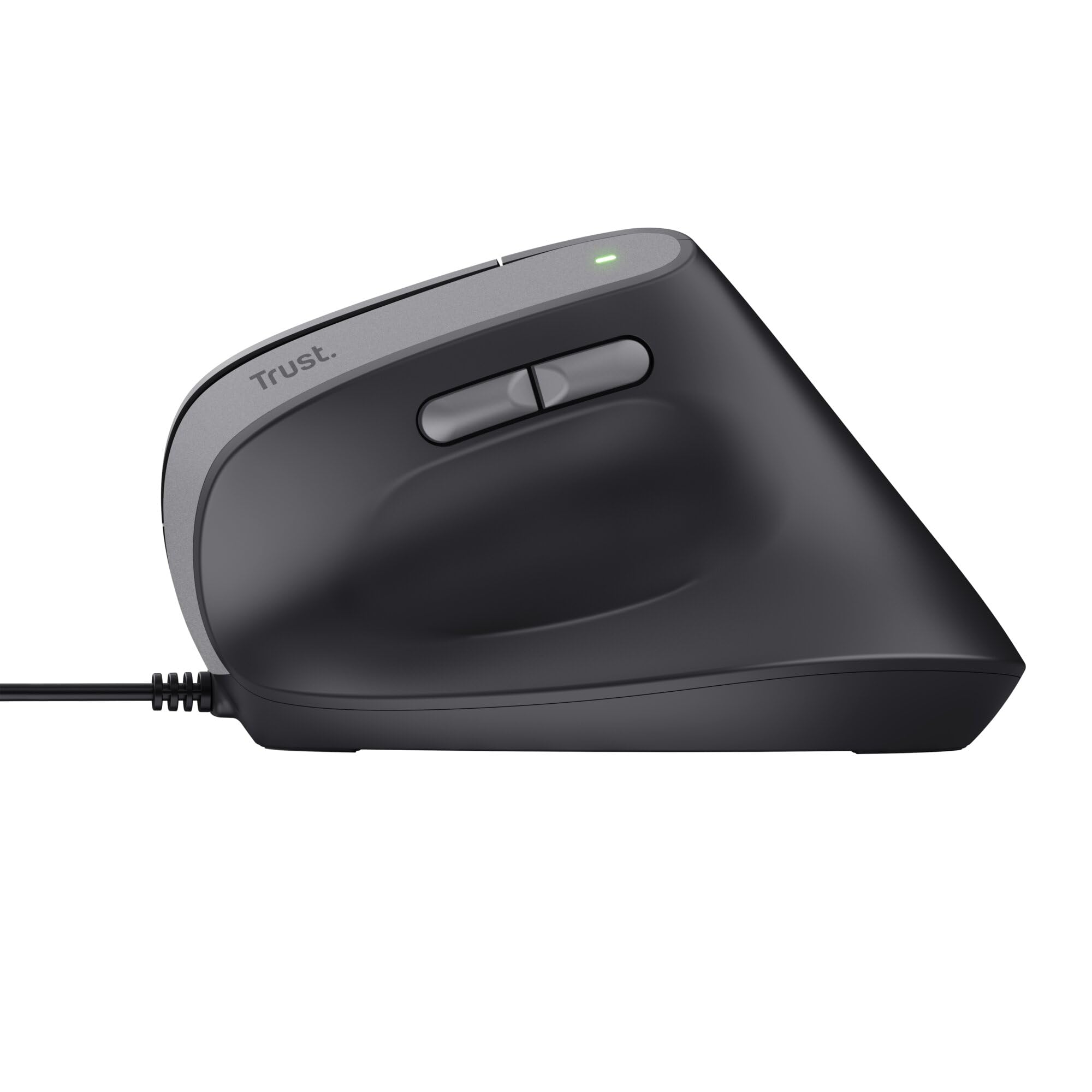 Trust Yuno ergonomiczna mysz przewodowa USB, myszka pionowa, czarna | dla osób praworęcznych, 800-2400 DPI, kabel 150 cm, sensor optyczny, 6 przycisków, 60% plastiku z recyklingu