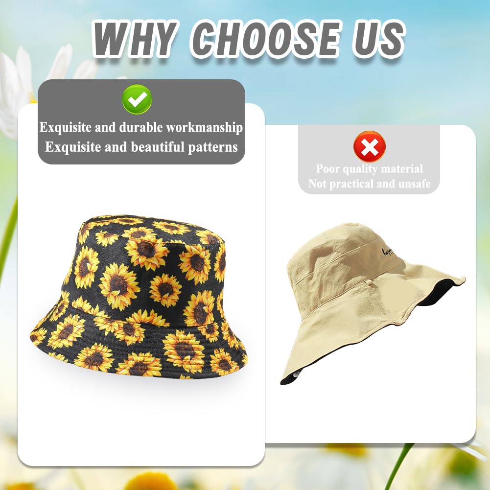 Moda Imprimir Bucket Hat Summer Fisherman Cap para Hombres Mujeres, Cute Crisantemo Imprimir, Fisherman Hat para el Verano Senderismo Camping Viajes Pesca Golf Beach(Black)