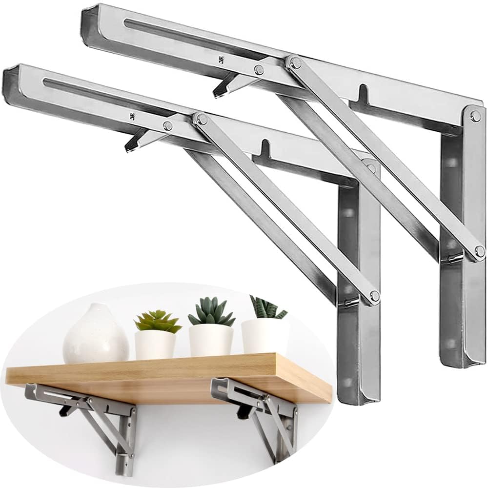 Pieghevole Per Mensola, 2 Staffe Pieghevoli Per Mensole In Acciaio Inox, Supporto Per Galleggiante Con Viti, Cerniere Pieghevoli, Ferramenta Per Mensole - Foto 11