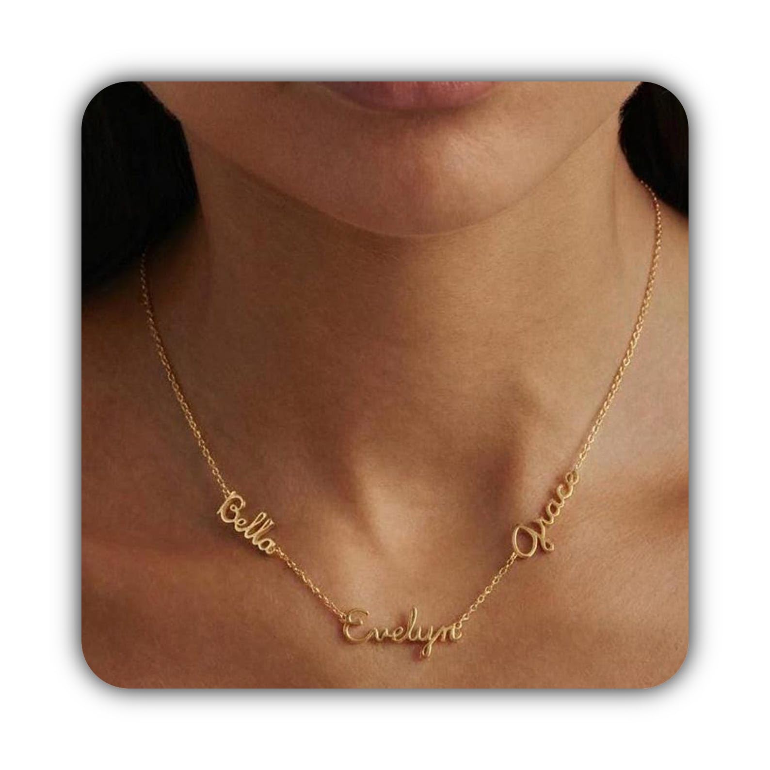Multiplo collana con nome, delicato gioiello di famiglia bambini nome per mamma Natale per lei