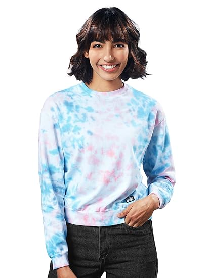 Women Tie Dye: Rainbow Multicolored Solid Sweatshirt