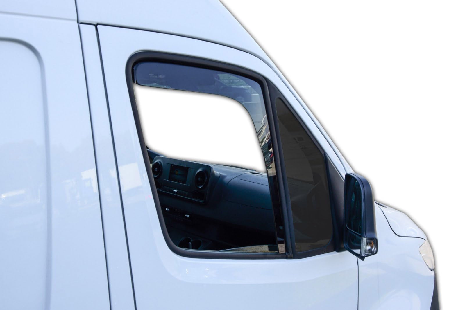 J&J AUTOMOTIVE Windabweiser passend für Mercedes Sprinter W907 ab 2018 2tlg, Heko Regenabweiser Vorne Getönt Dunkel Passform
