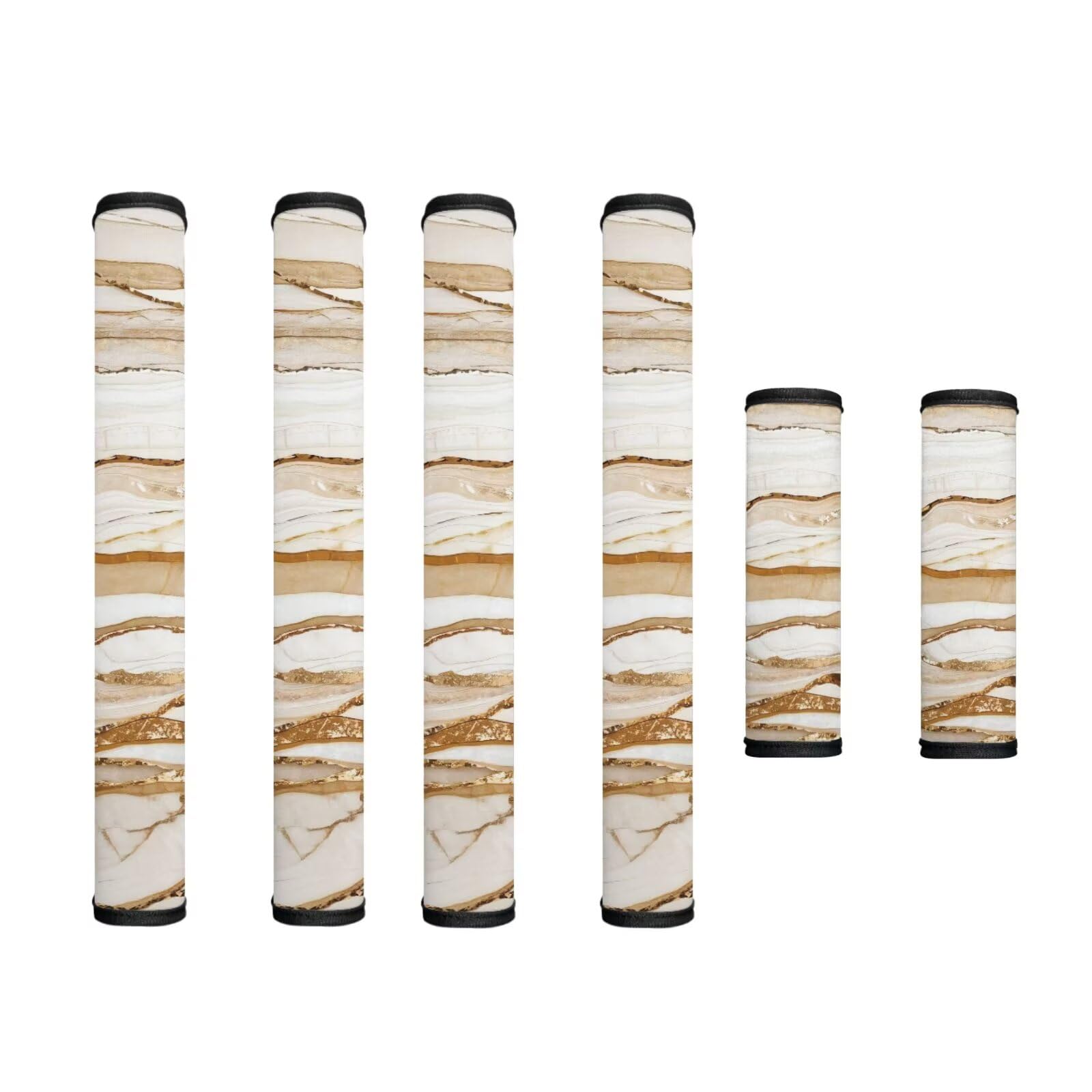 Fridge Door Handle Covers Set of 6 Kitchen Appliance Decor Handles Glove Anti-Slip Protectors Washable Fabric Refrigerator Decor Accessories, Beige Gold Marble