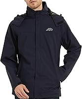 Vista 6 de Chaqueta impermeable ligera para hombre con capucha, para el aire libre, senderismo, viajes