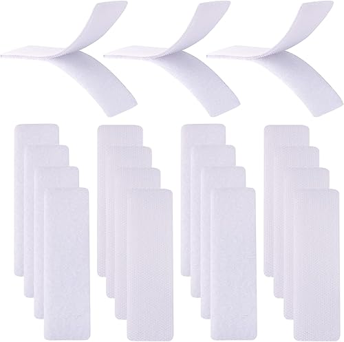 AHANDMAKER 30 juegos de cintas de velcro de nailon y poliéster, rectángulo autoadhesivo con parte trasera adhesiva, tiras de velcro de doble cara
