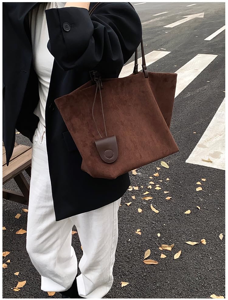 Suede Slouchy Women's Tote Top Handle Handbag Ladies Travel Crossbody Purse Shoulder Bags Large Work Tote 20254