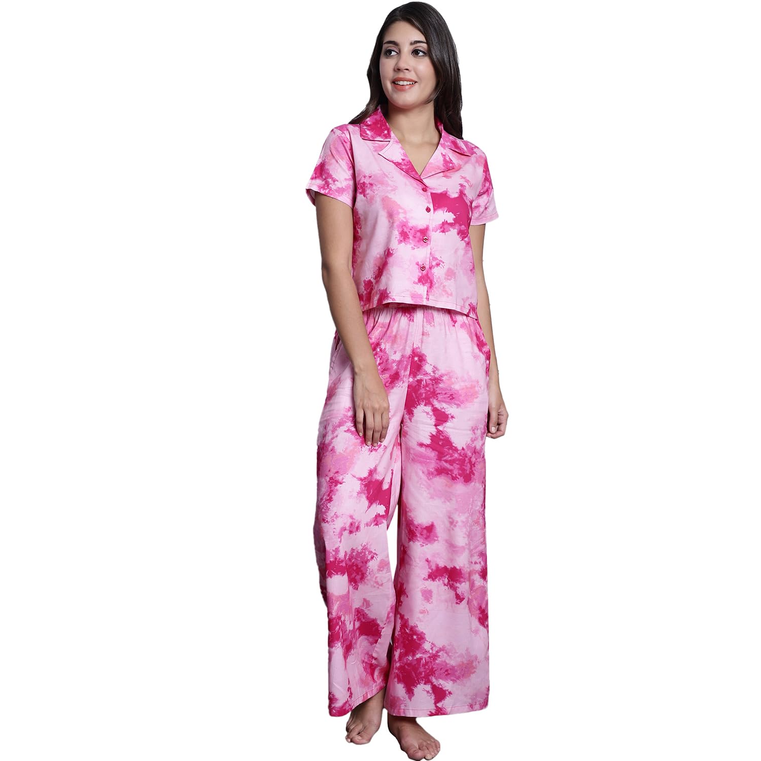 Women Tie & Dye Cotton Night Suit/Pajama Set for Women-image-36