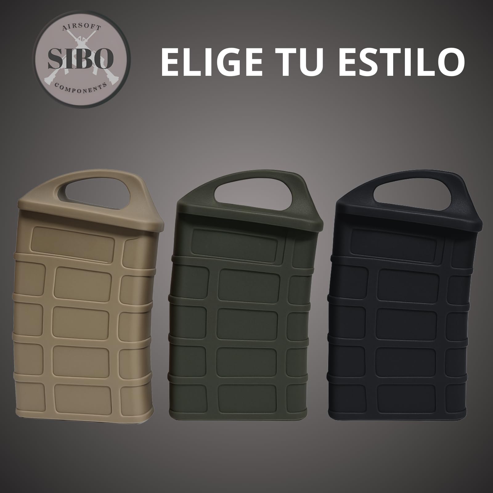 Sibo - Fundas Protectores (Pack de 2) para Cargadores Airsoft AR/M4/M16 (STANAG/PMAG) – Silicona Antideslizante, Extracción Rápida, Compatibles Mid/Hi/Low/Real-Cap (Verde)