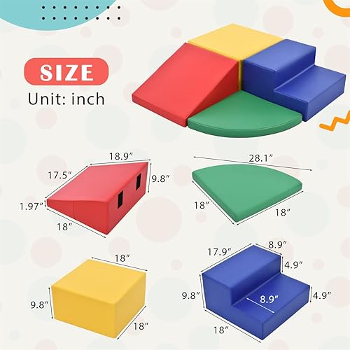 Miniatura 7 de Juego de espuma para escalar y gatear para niños pequeños, juego de juguetes de escalada de espuma suave y segura con escalera, bloque, rampa y