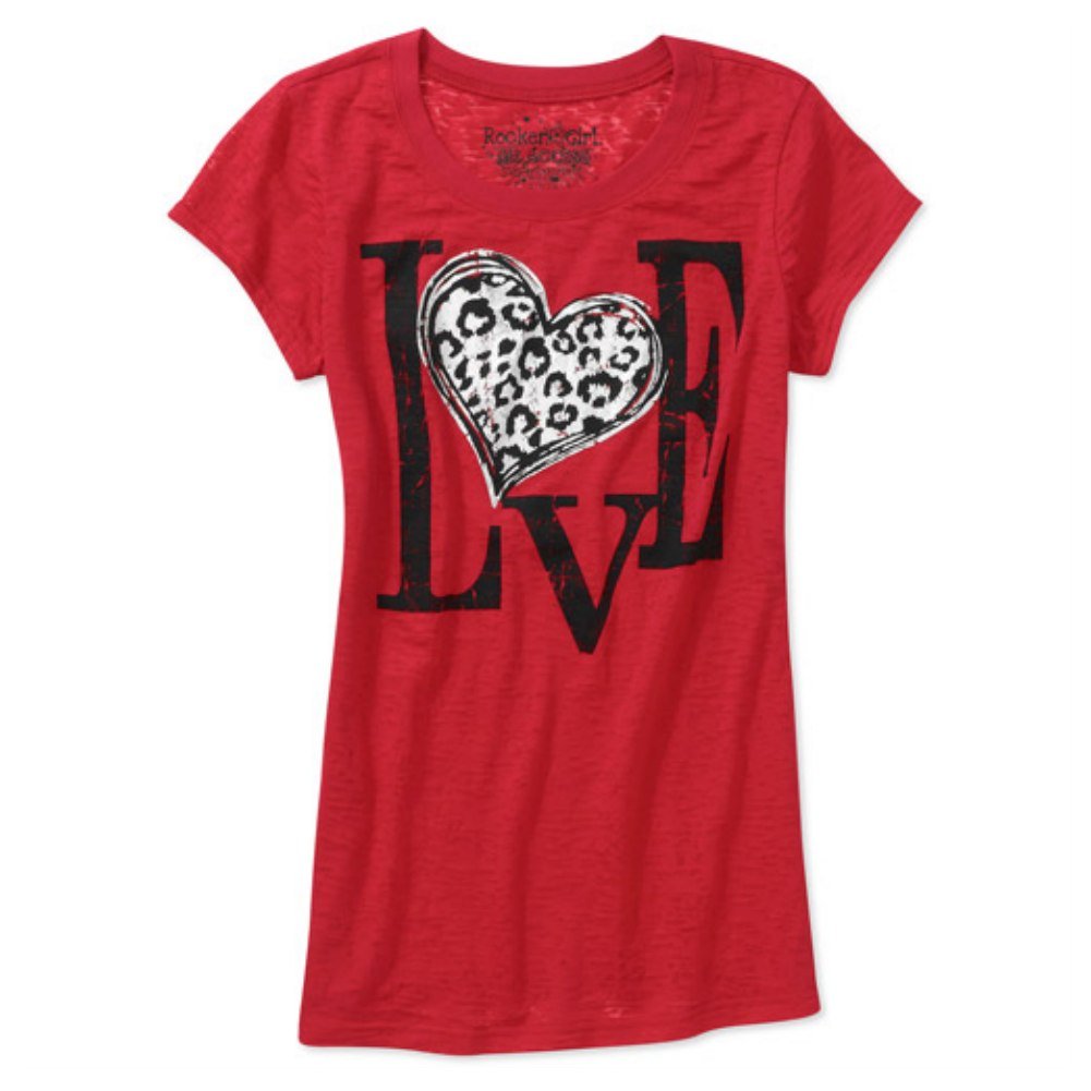 Womens Red Animal Print Love T-Shirt Valentines Day