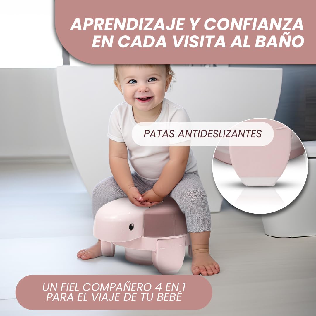 COZYNEST COZYNEST Orinal Bebe Portátil 4 en 1 | Orinal Entrenamiento con Asiento Reductor, Escalón y Función Antisalpicaduras | Ideal para Niños y Niñas | Fácil de Limpiar y Transportar