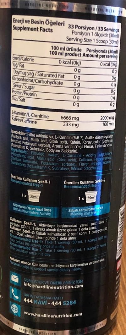 hardline l carnitine thermo yorum Hardline Thermo L-karnitin Sıvı 1000 Ml Yeşil Elma : Amazon.com.tr: Sağlık  ve Bakım
