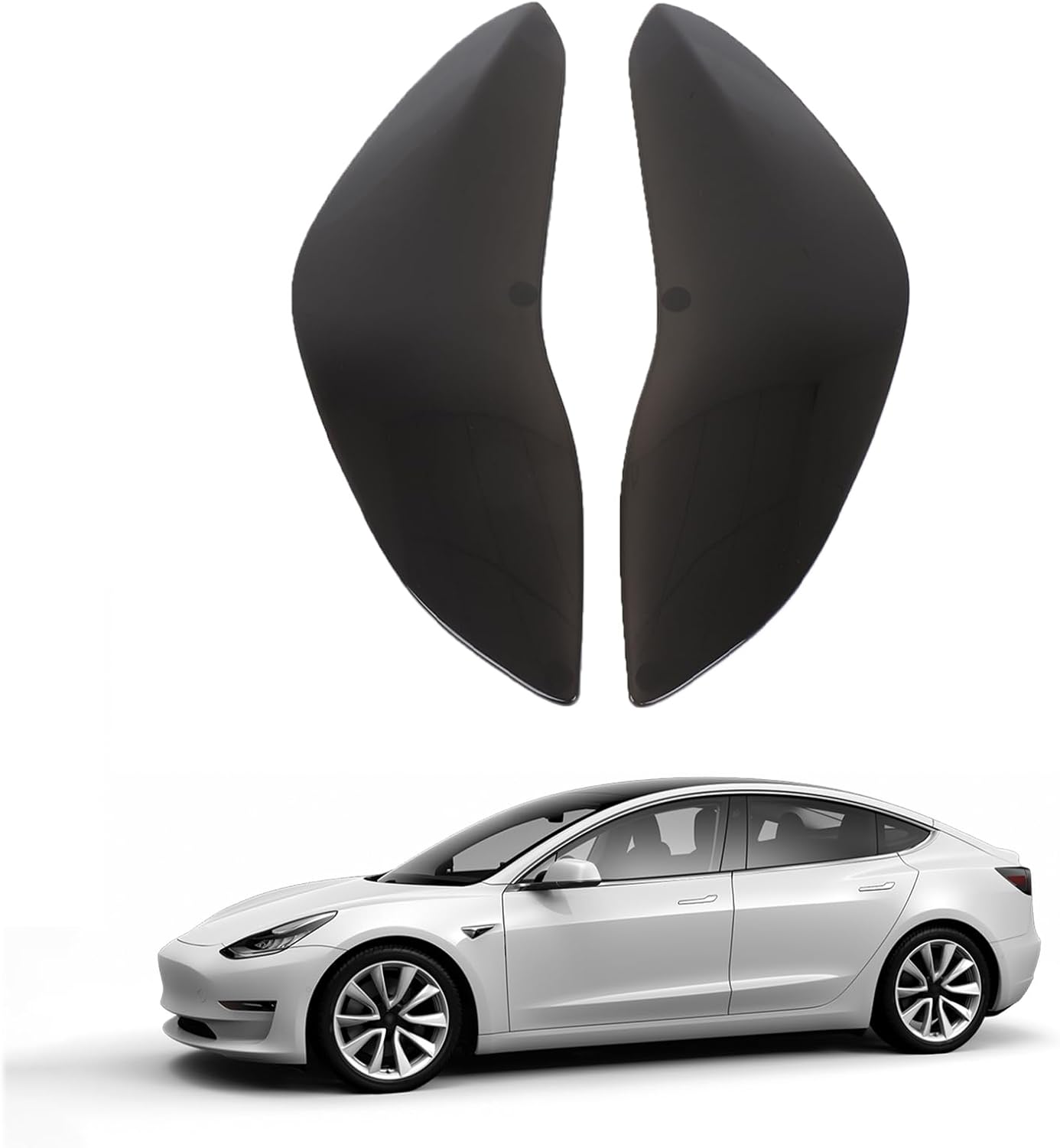 Headlight Cover Compatible with Tesla Model 3/Y 2017-2023 Accessories, Blackout Headlamp Guard Cover Bezels, Front Head Light Lamp Shell Shade Protector, Smoked Front Headlight Lens Cover Trim, ABS