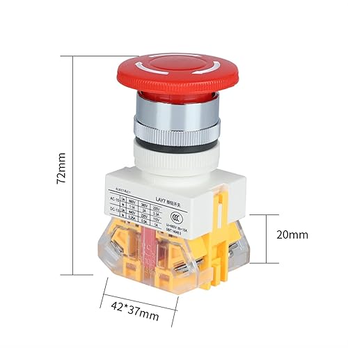 Miniatura 3 de EKINS 2pcs LAY7-11ZS LAY7 Install The 22 mm The Mushroom Head Scram Button Switch Elevator Emergency Stop Switch 10A 600V LAY37-11ZS (Color  10pcs)