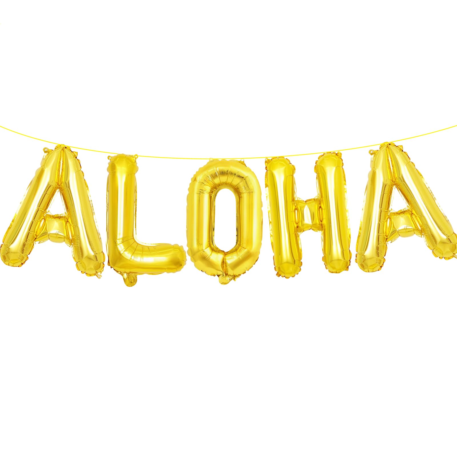 Photo 1 of 16 Inches ALOHA Letter Balloons Banner - Mylar Foil Alphabet Balloons Sign for Hawaiian Luau Party Decorations, Summer Beach Supplies, and Tropical Theme Celebrations
