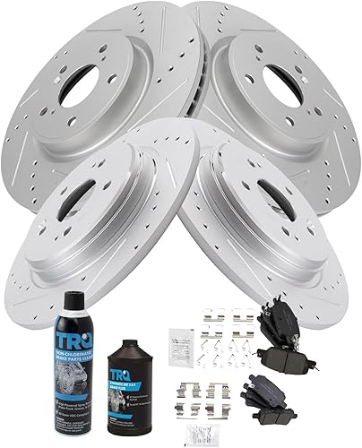 TRQ Kit de pastillas de freno y rotores de rendimiento delantero y trasero, kit químico de freno, pastillas de freno, rotores de freno de cerámica disponible en Yaxa Guatemala