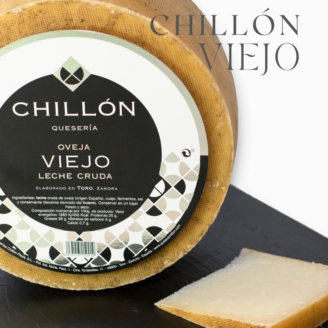 Queso de Oveja Viejo Leche Cruda Chillón Curación 7 Meses 1/2 Pieza ~1,4 kg Sabor Intenso Toro Zamora Queso Madurado Oveja España
