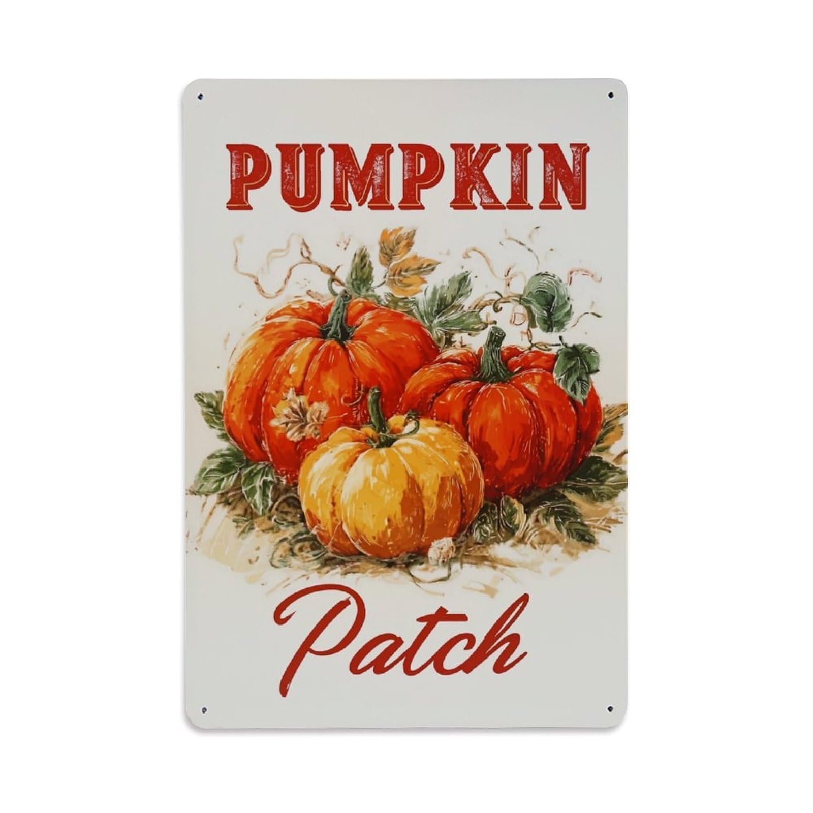 Jdfenggu Vintage Pumpkin Patch Autumn Harvest Scene Retro Metal Tin Sign, Decor Art Poster For Bar, Home, Man Cave, Kitchen, Laundry Room Gift 8X12inch