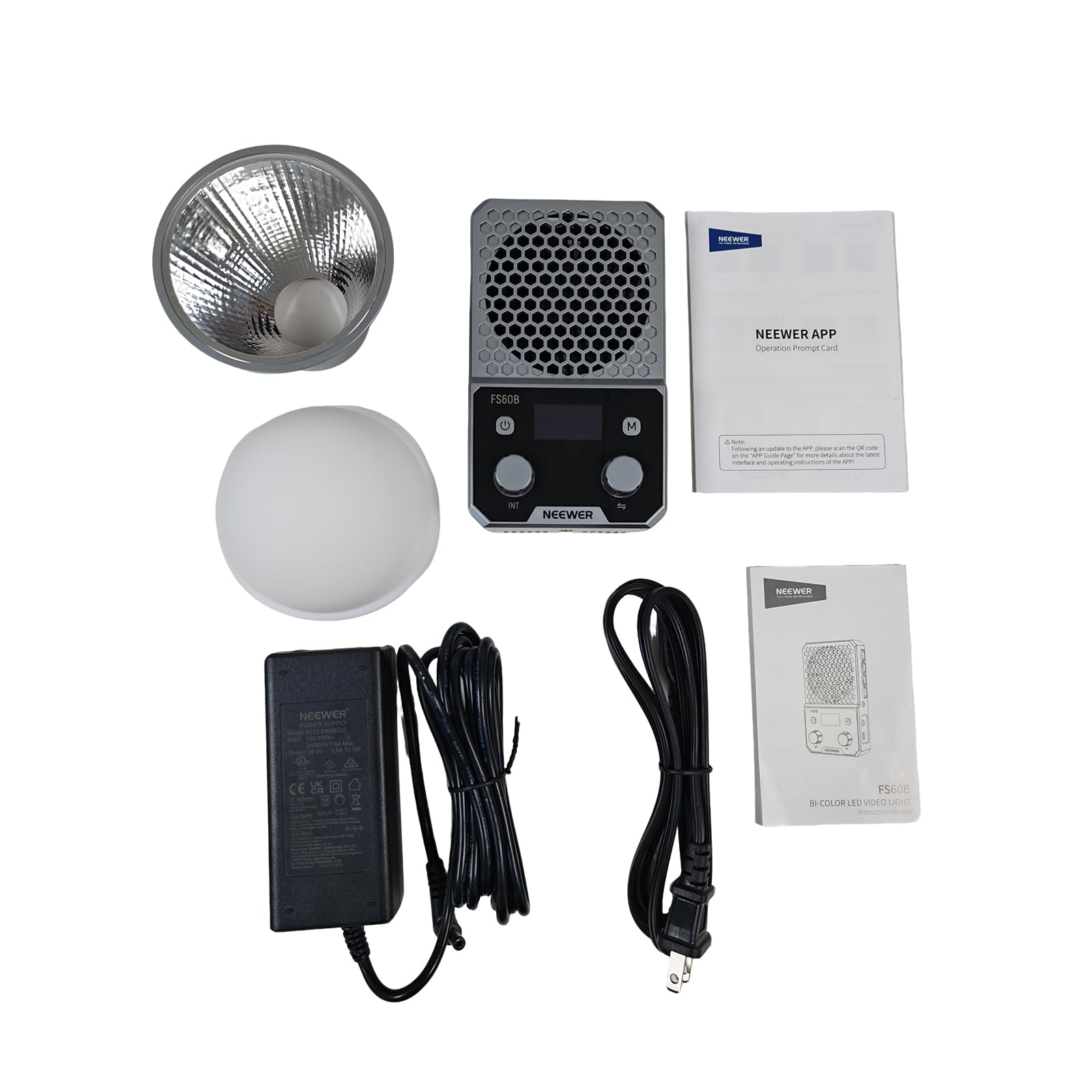 NEEWER FS60B kompaktowa dwukolorowa kieszonkowa lampa LED 60 W, sterowanie APP i panelem, ciągłe oświetlenie COB z 2700K-6500K/CRI96+, przenośne profesjonalne zdjęcia wideo w studiu