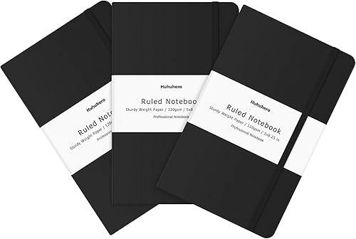 Huhuhero - Diario para cuaderno con líneas, papel grueso de 120 g/m², cuaderno a rayas para la universidad, cuadernos de tapa dura para tomar notas