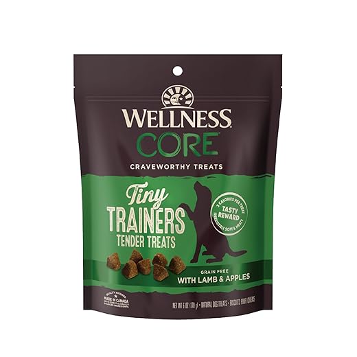 Wellness CORE Soft Tiny Trainers (Previously Petite Treats), Natural Grain-Free Dog Treats for Training, Made with Real Meat, No Artificial Flavors (Lamb & Apple, 6 Ounce Bag)