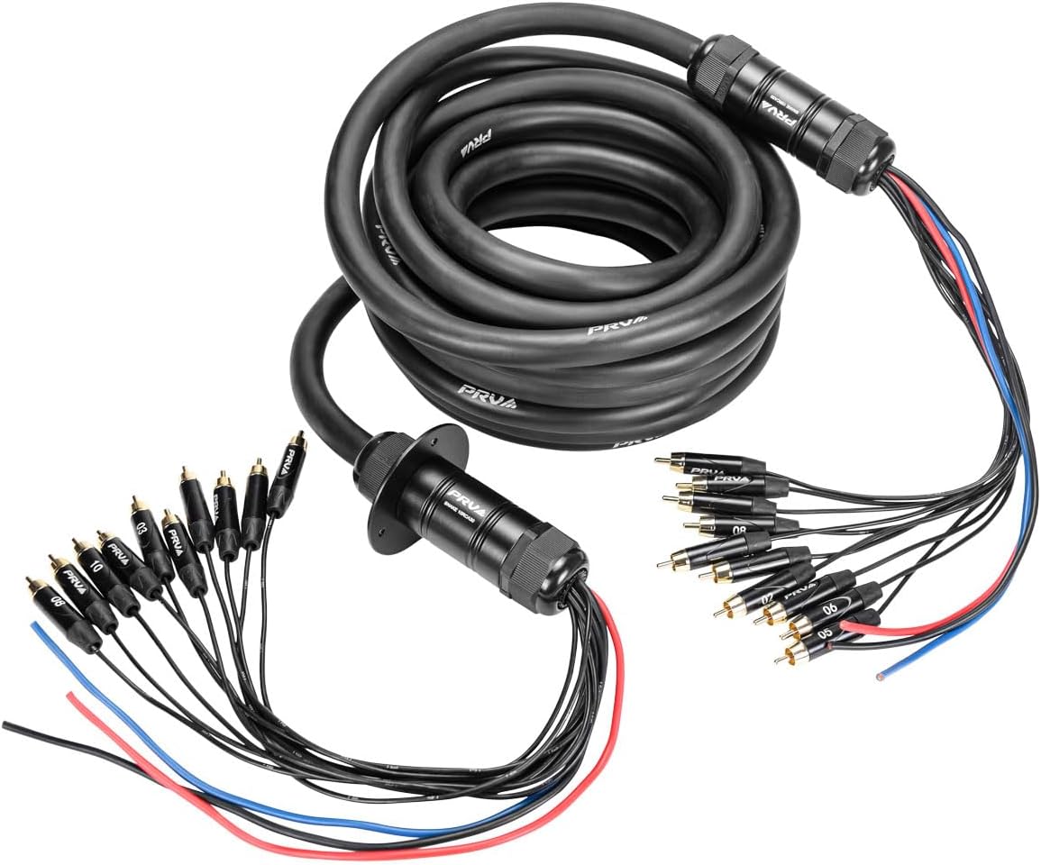 PRV AUDIO Snake 10RCA-30 Car Audio 30 Ft Medusa Cable 10 RCA Channels + 3 Power
